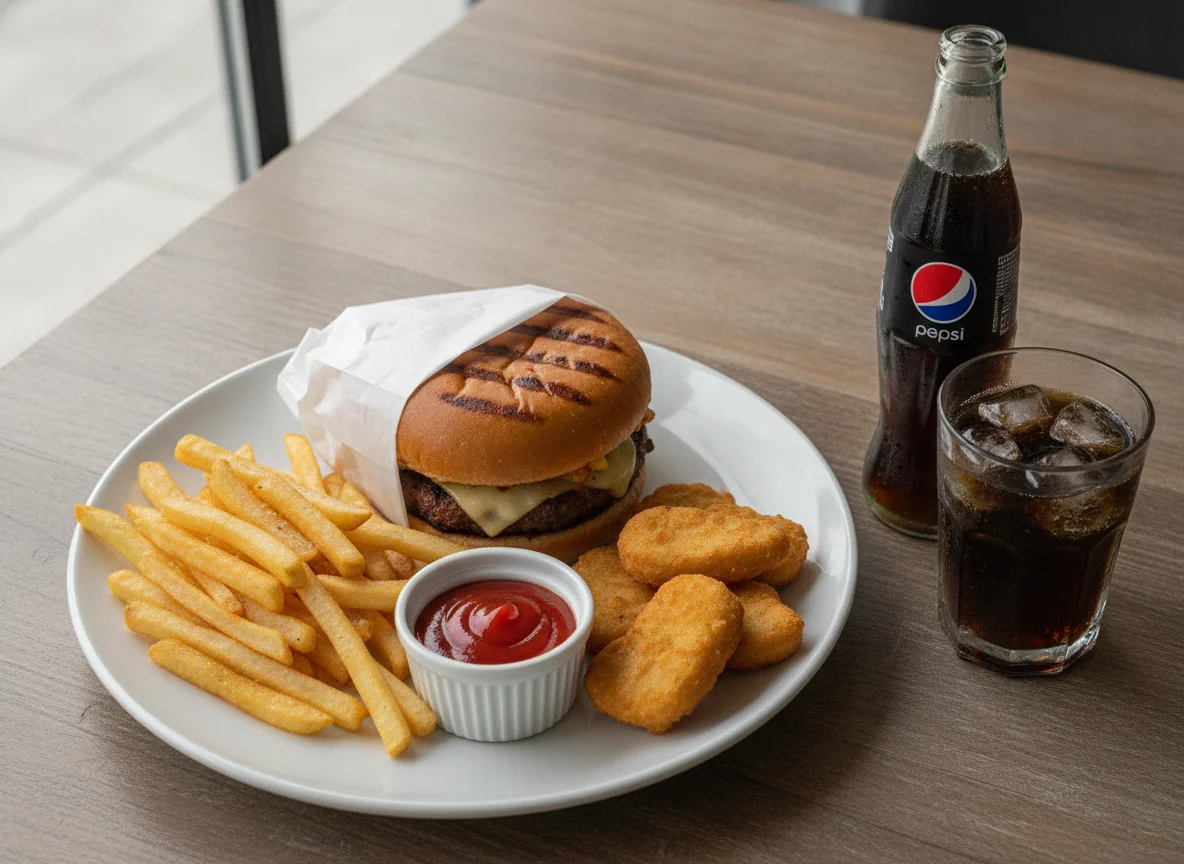 Combo de Hamburguesa con Papas Fritas y Nuggets photo