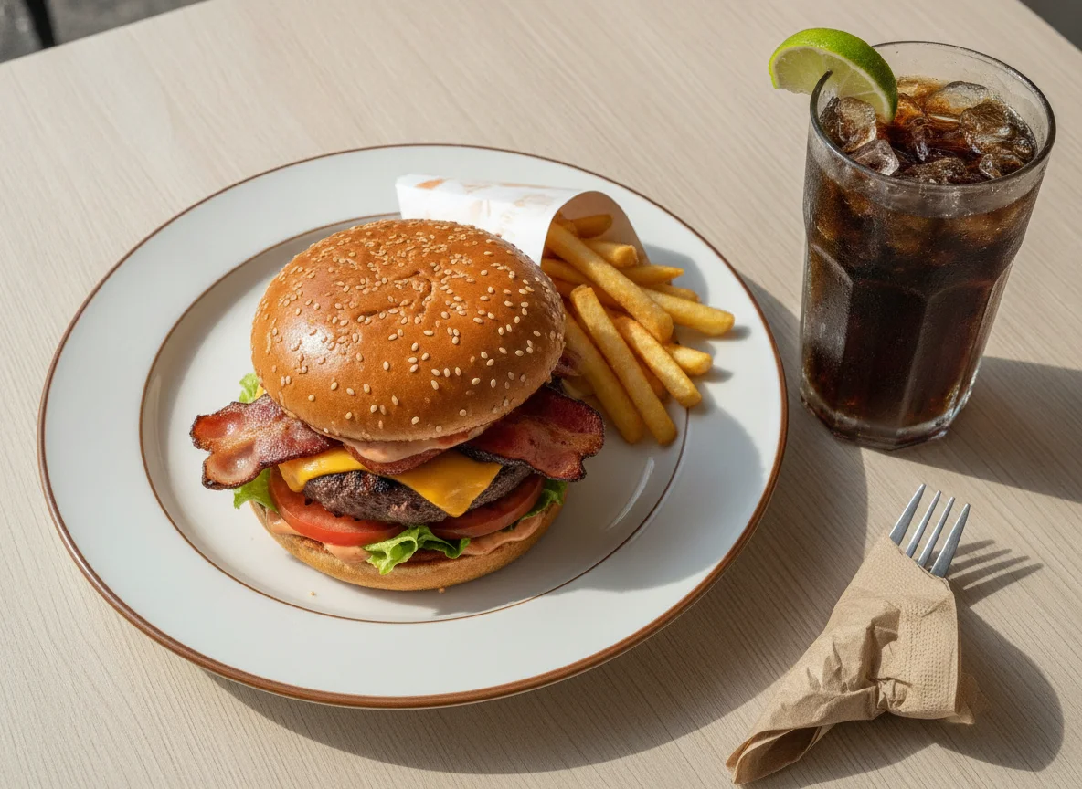 Combo de Hamburguesa con Tocino, Papas Fritas y Refresco photo