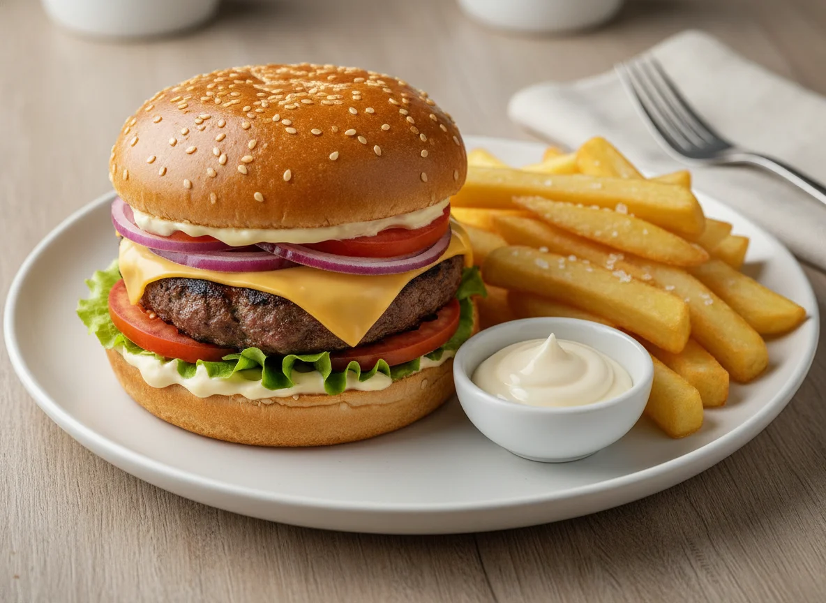 Combo de Hamburguesa y Papas Fritas photo