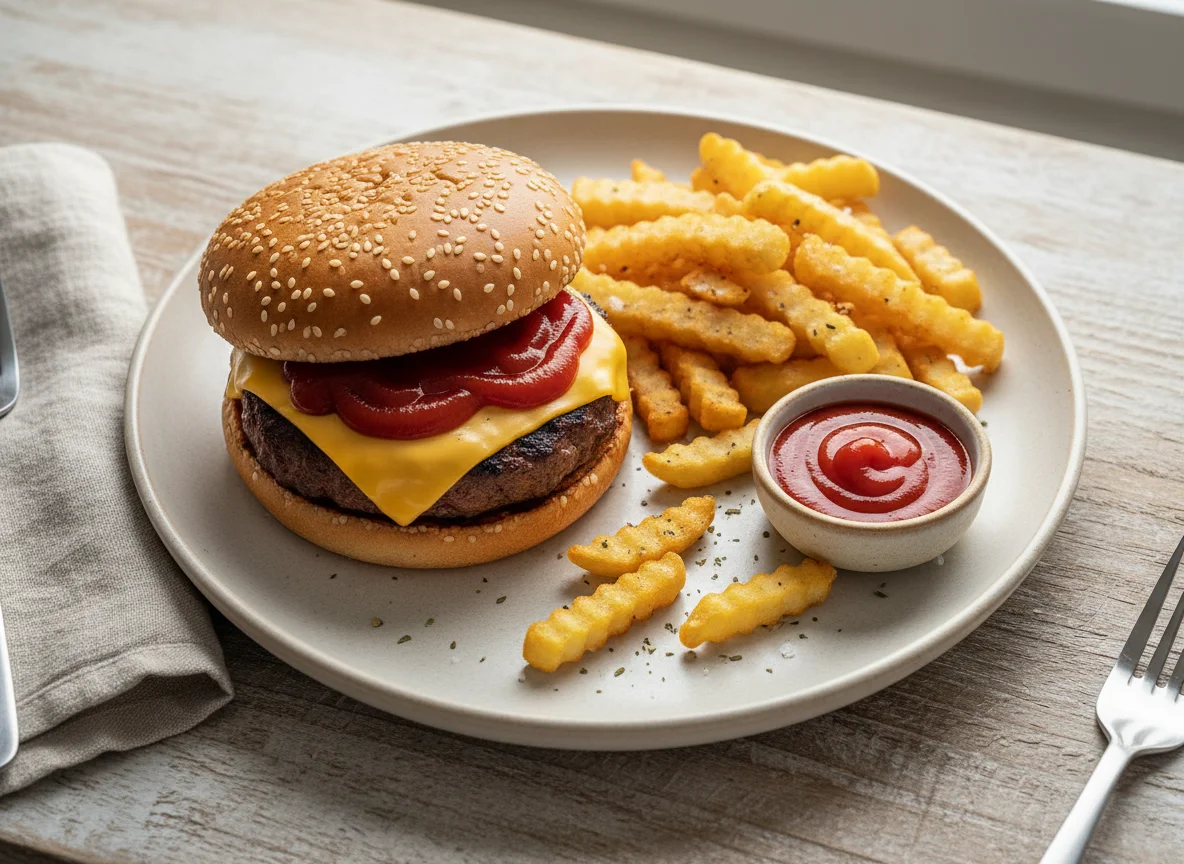Comida rápida (Whopper y papas fritas) photo