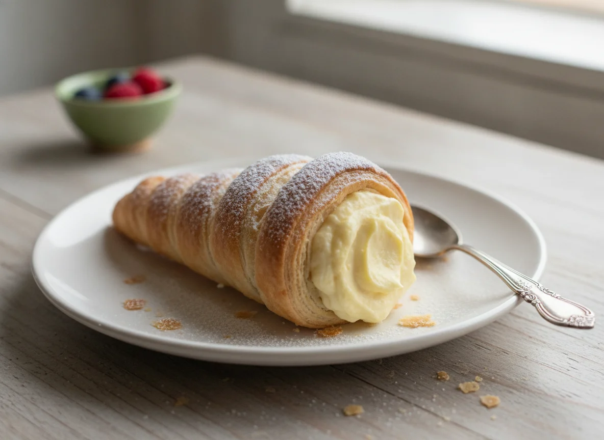 Cono de hojaldre con crema photo