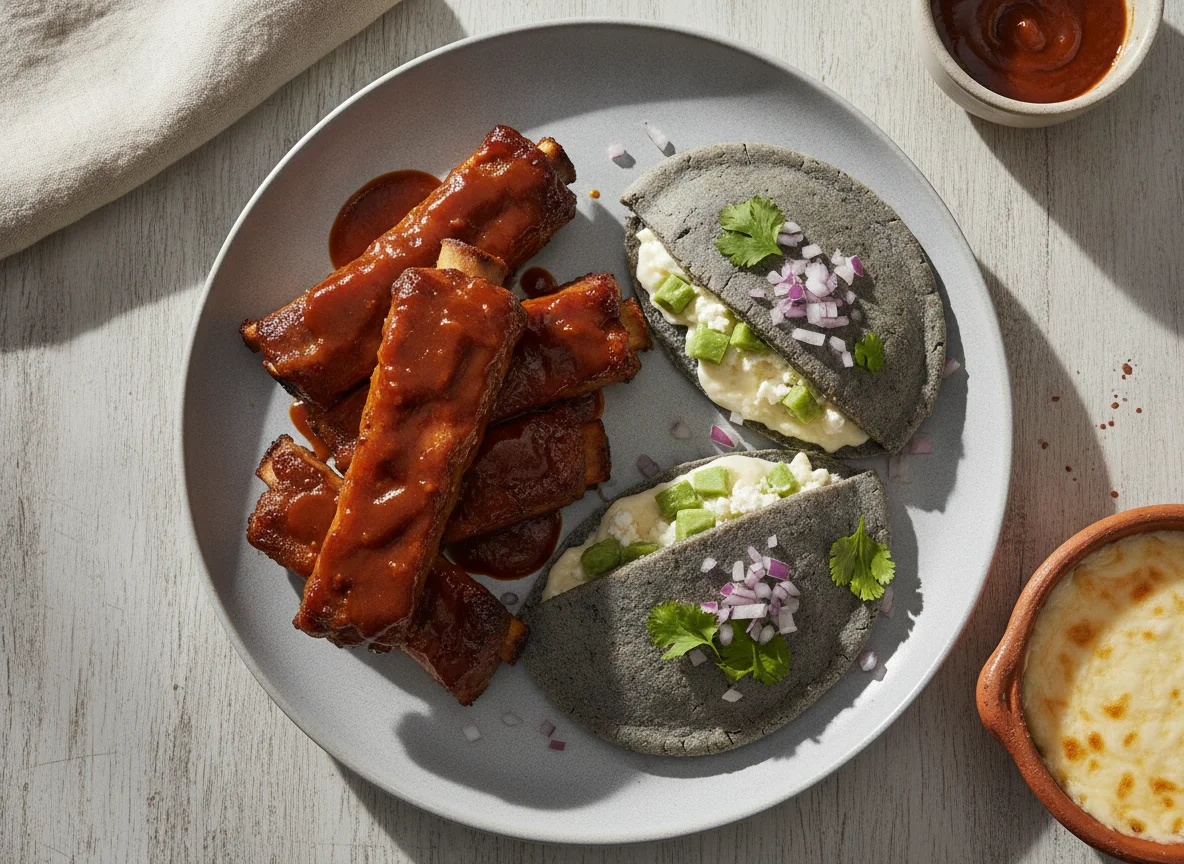 Costillas BBQ con Tlacoyo de Nopal y Queso photo