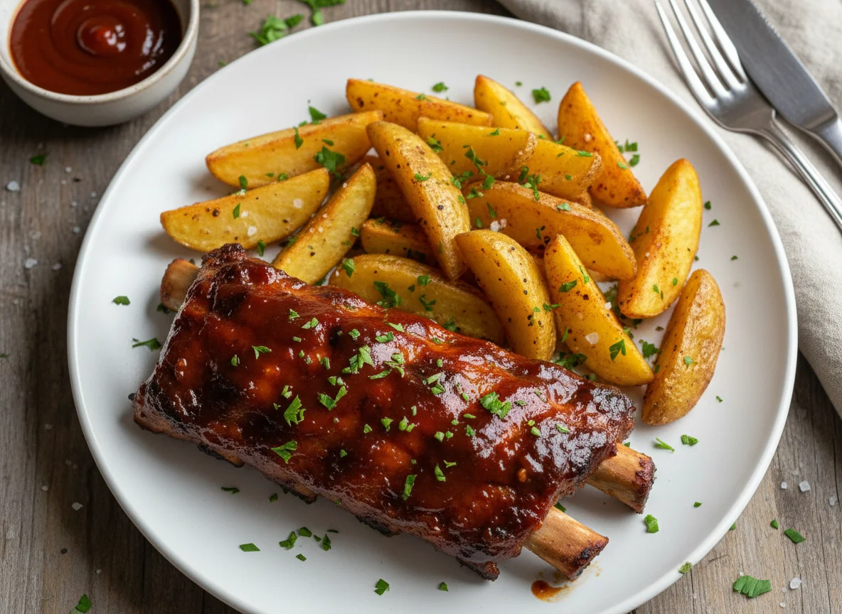 Costillas de Cerdo BBQ con Papas Gajo photo