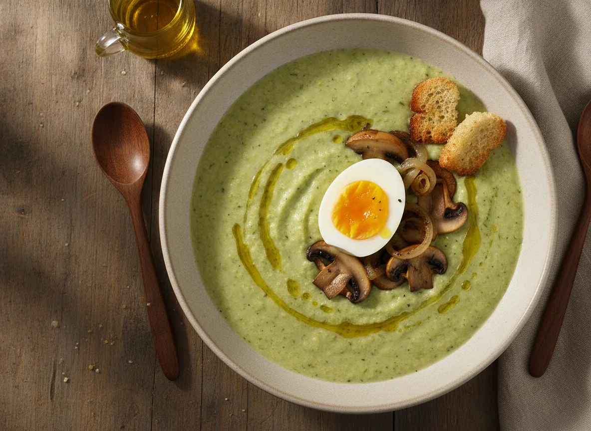 Crema de verduras con huevo photo
