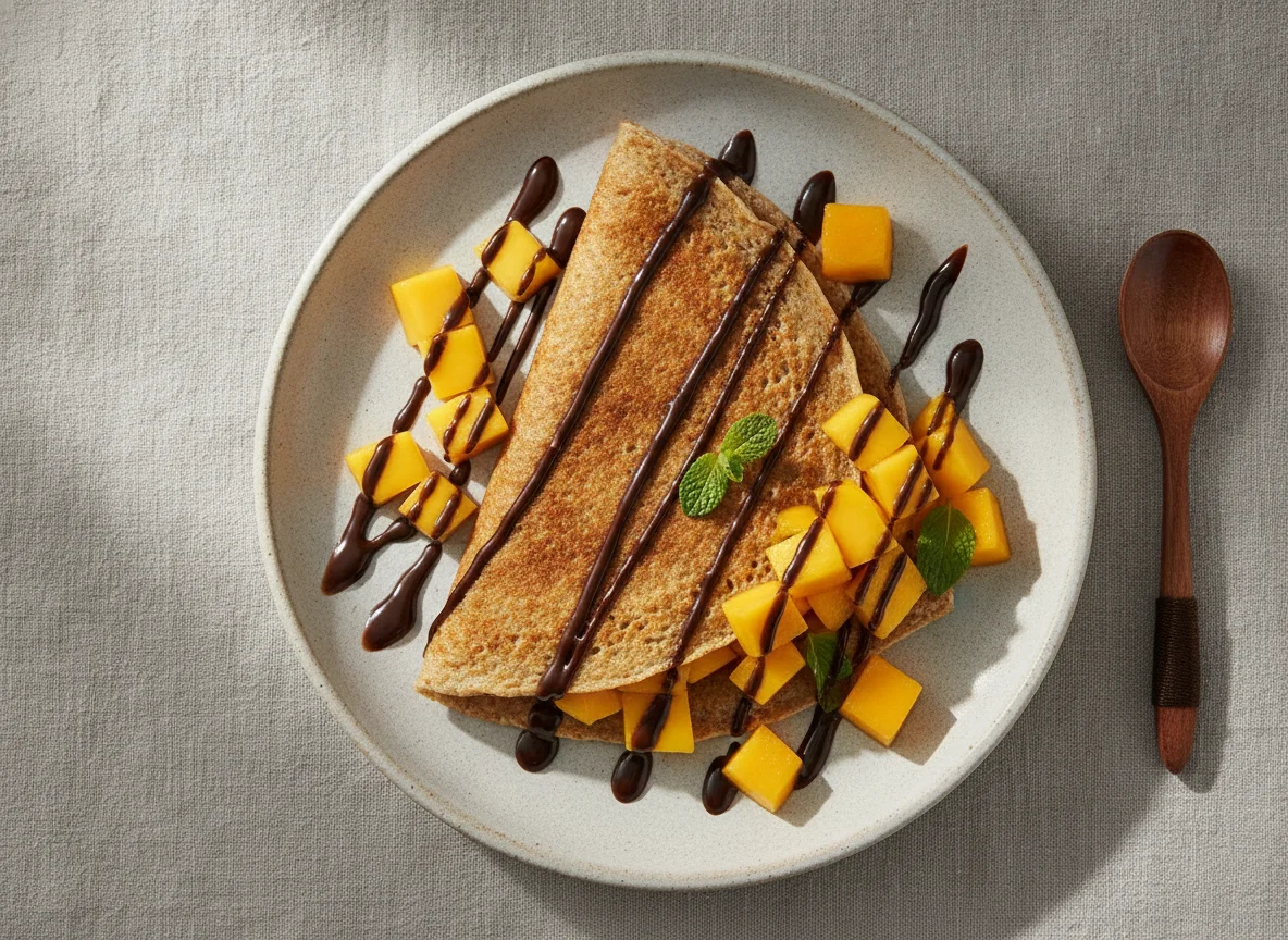 Crepa de fruta con salsa photo