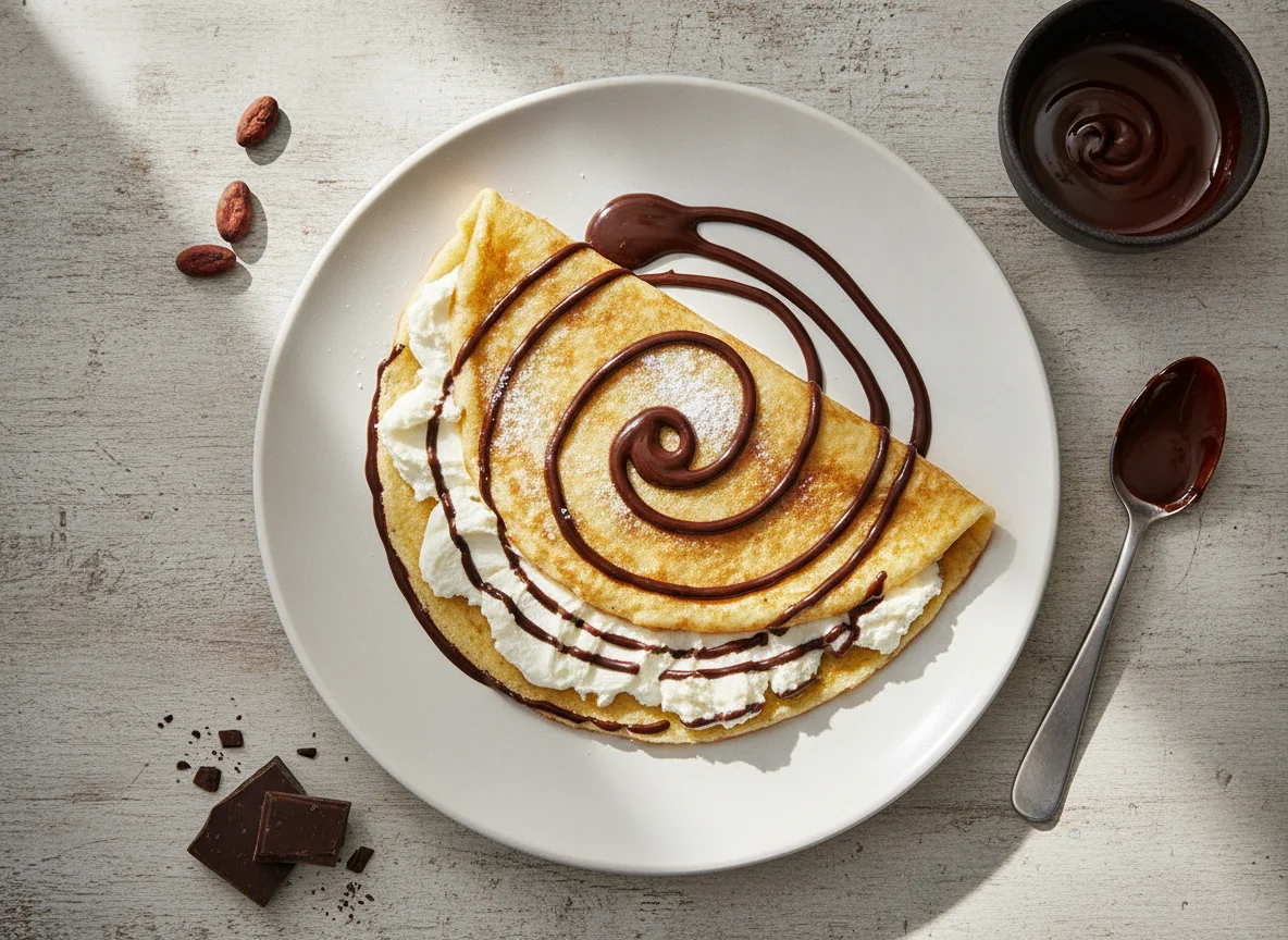 Crepas con queso crema y chocolate photo