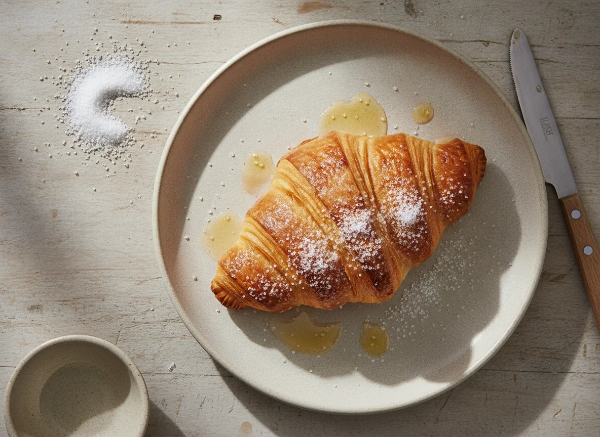 Croissant a la plancha con azúcar photo