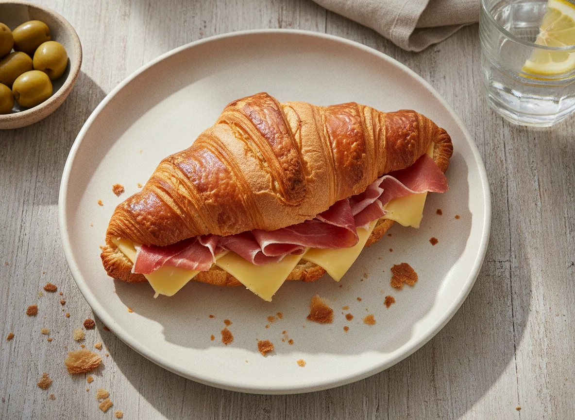 Croissant de jamón y queso photo