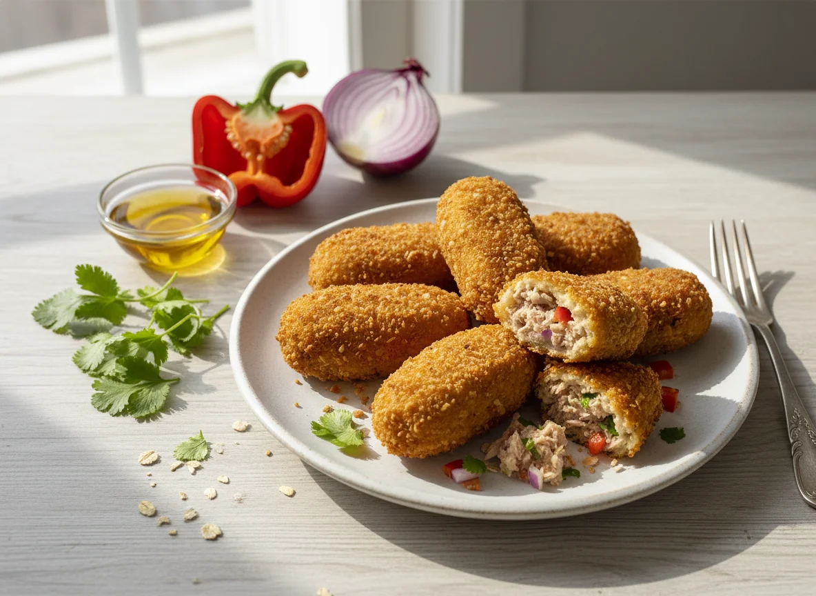 Croquetas de atún con vegetales photo