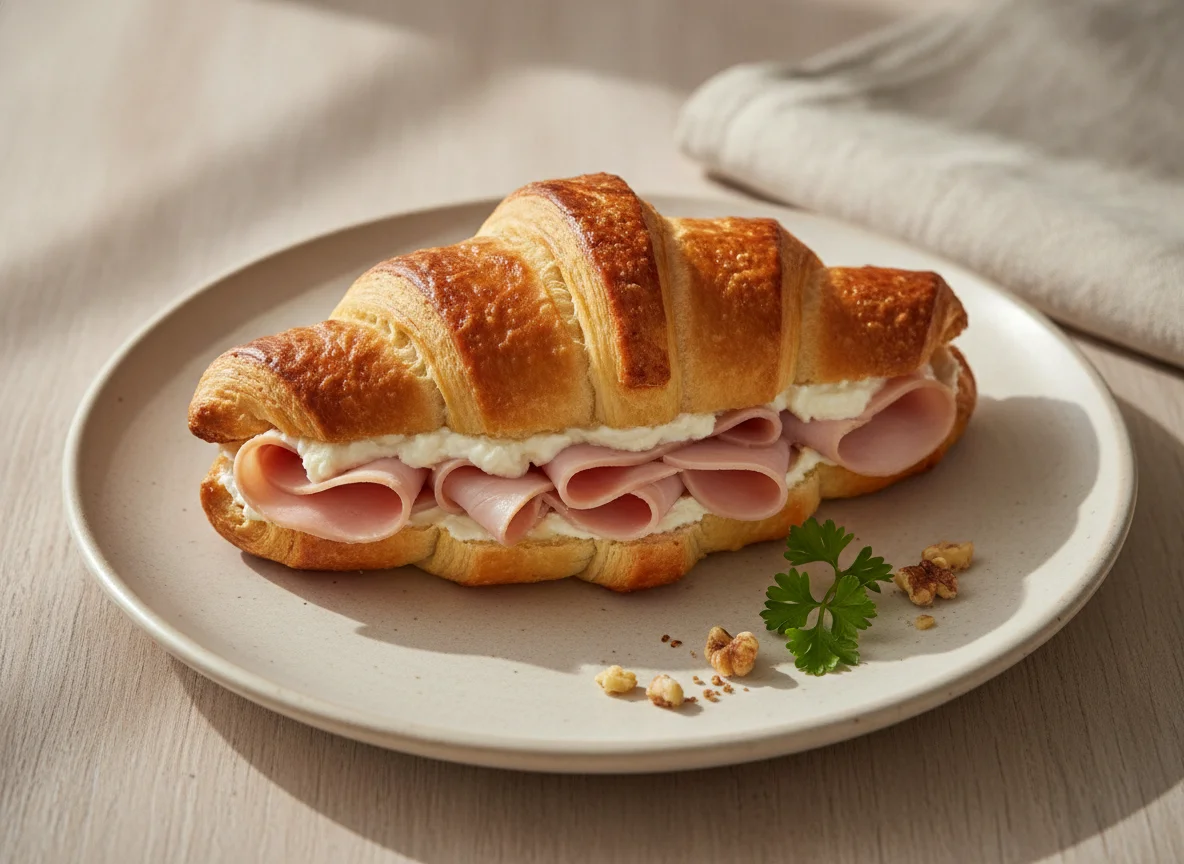 Cuernito con jamón y queso photo