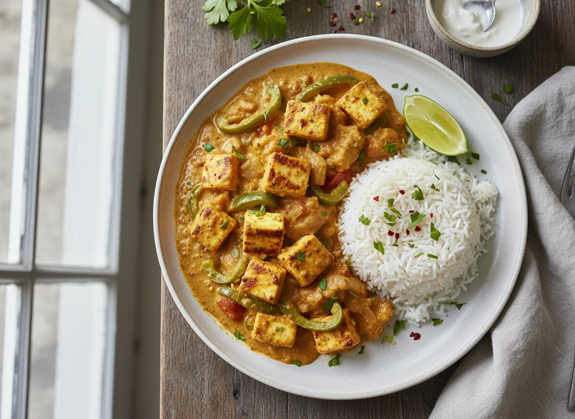 Curry de Paneer con Arroz Basmati photo