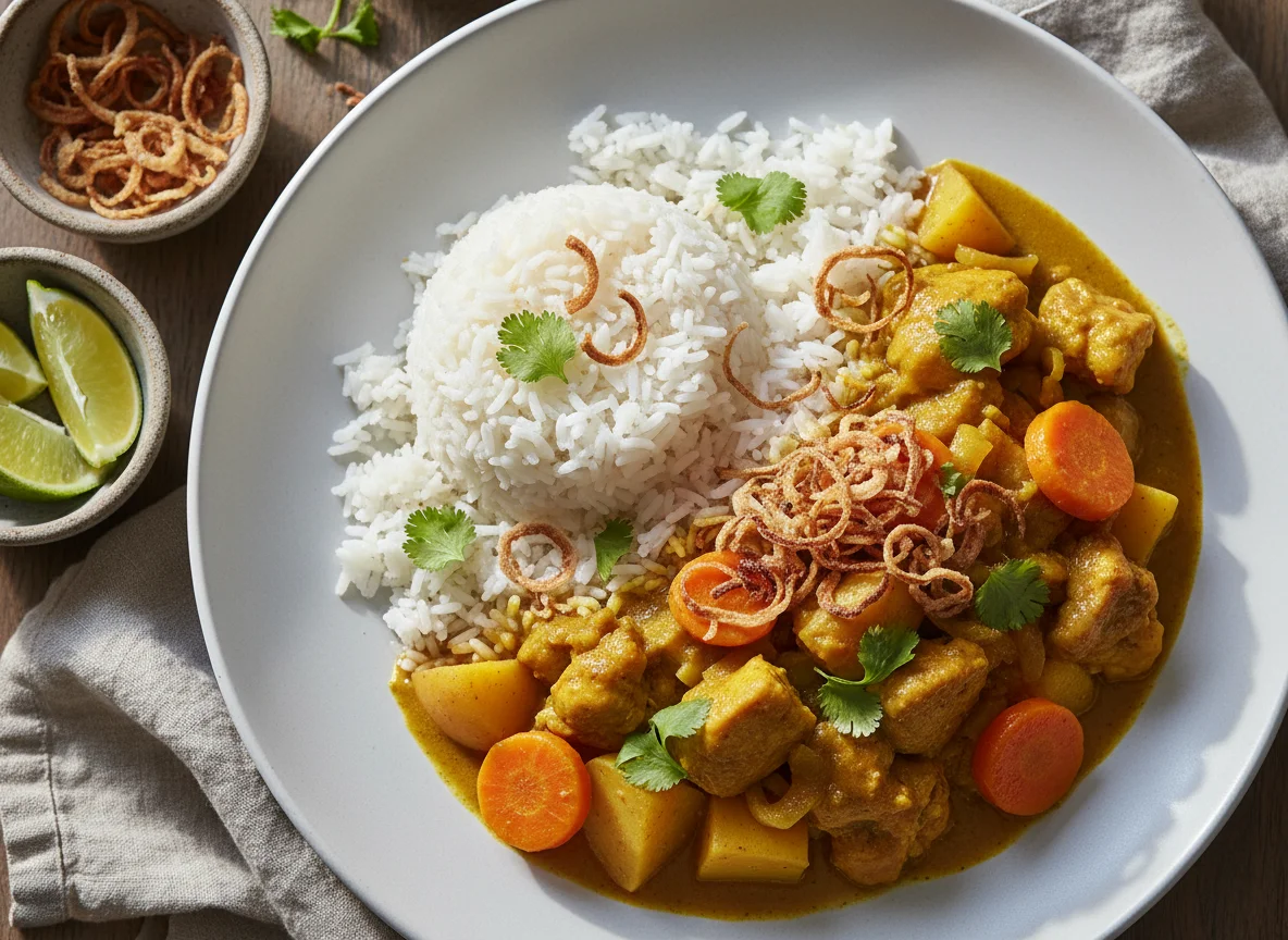 Curry de pollo con arroz photo