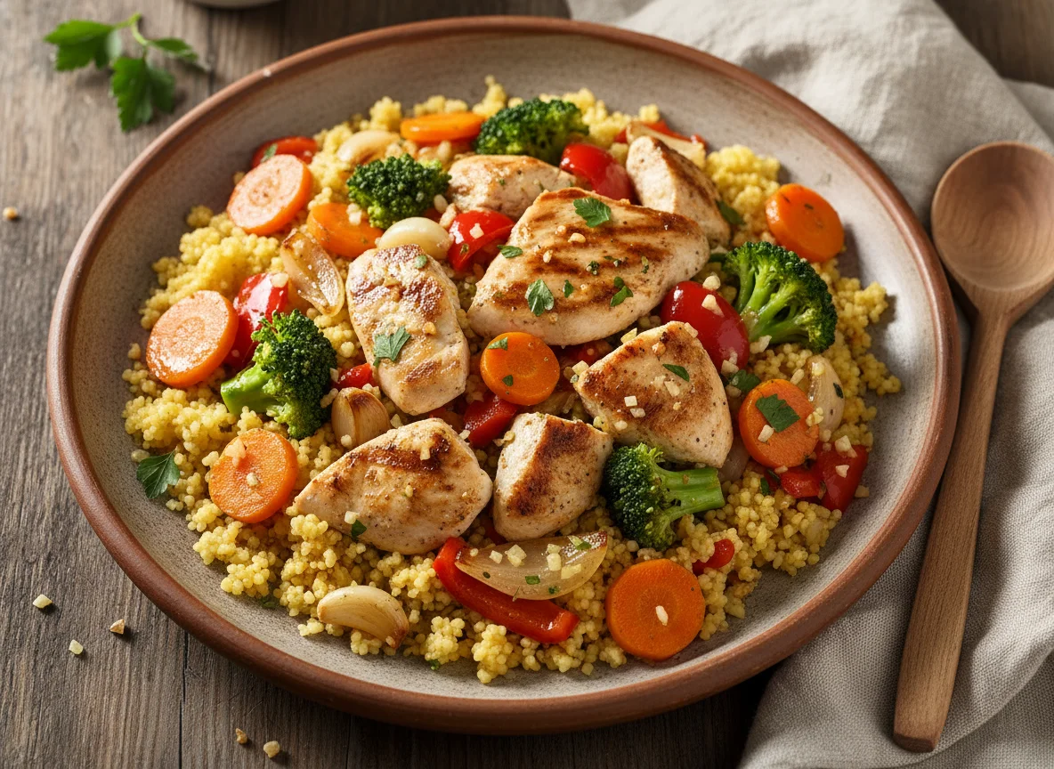 Cuscús con pollo y verduras photo