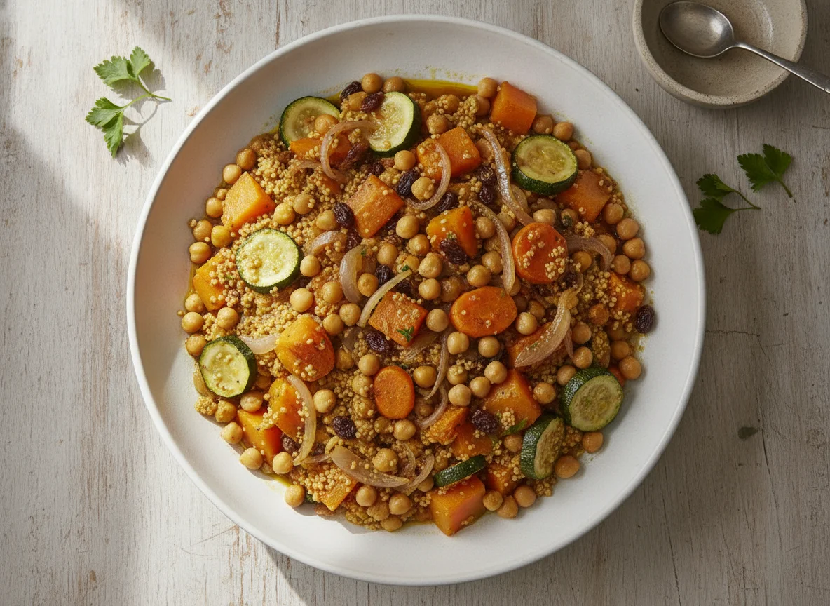 Cuscús de verduras y garbanzos photo