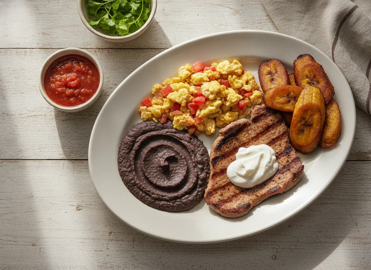 Desayuno Chapín con Huevos y Carne photo