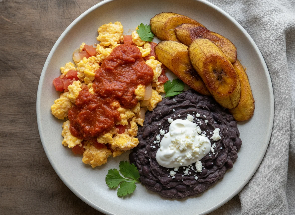 Desayuno Chapín con Huevos y Plátano photo