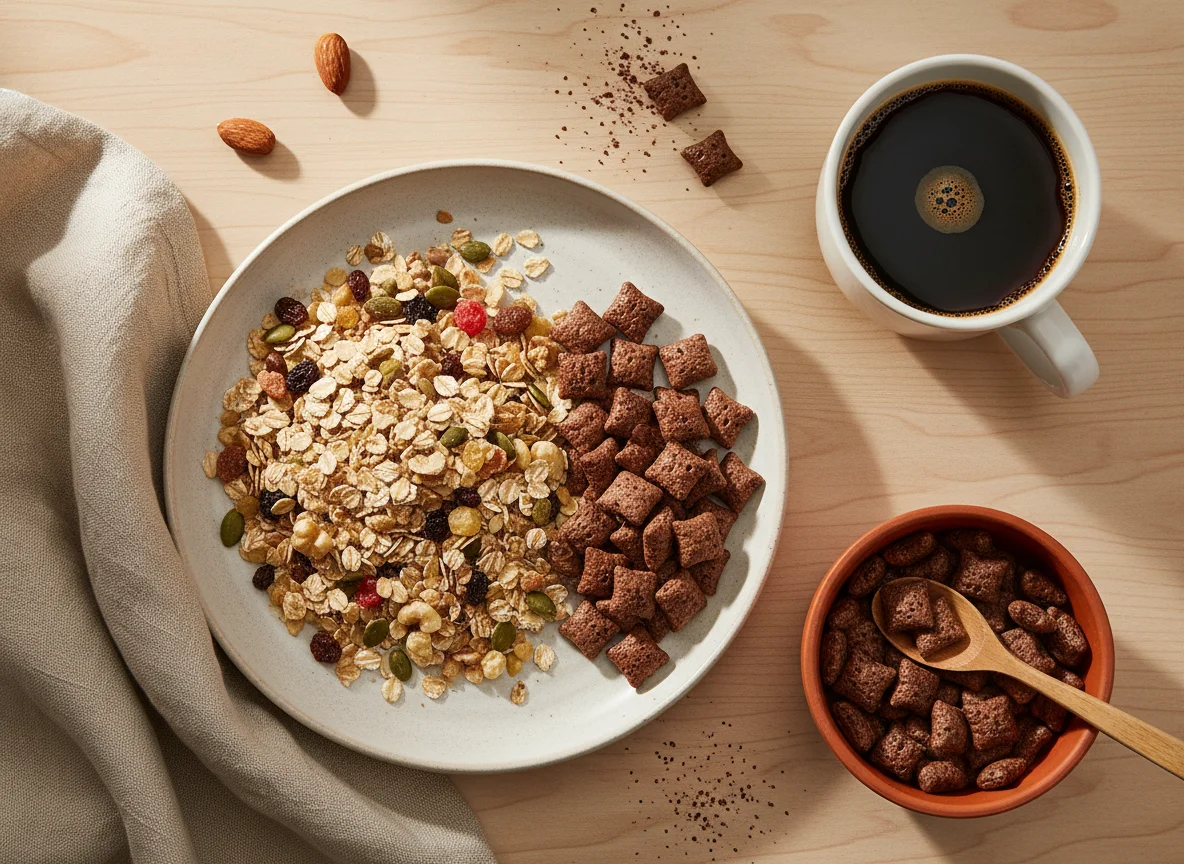 Desayuno con cereales y café photo