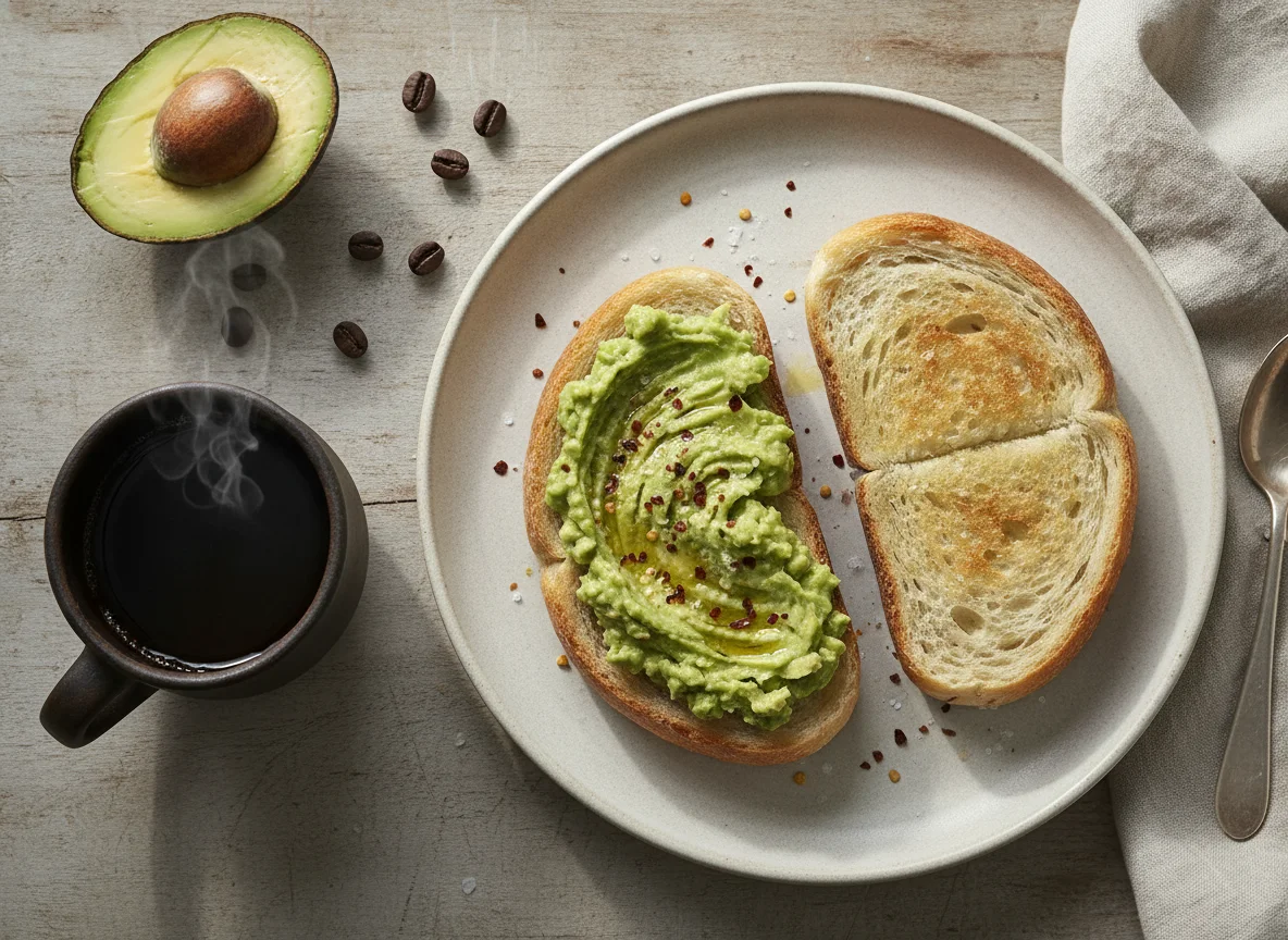 Desayuno con palta y pan photo