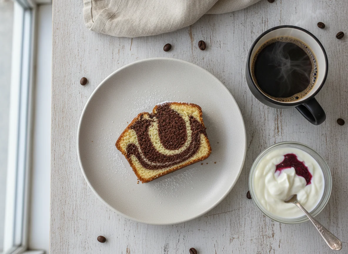 Desayuno con queque y café photo