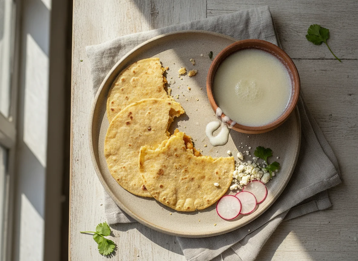 Desayuno con tortillas y atole photo