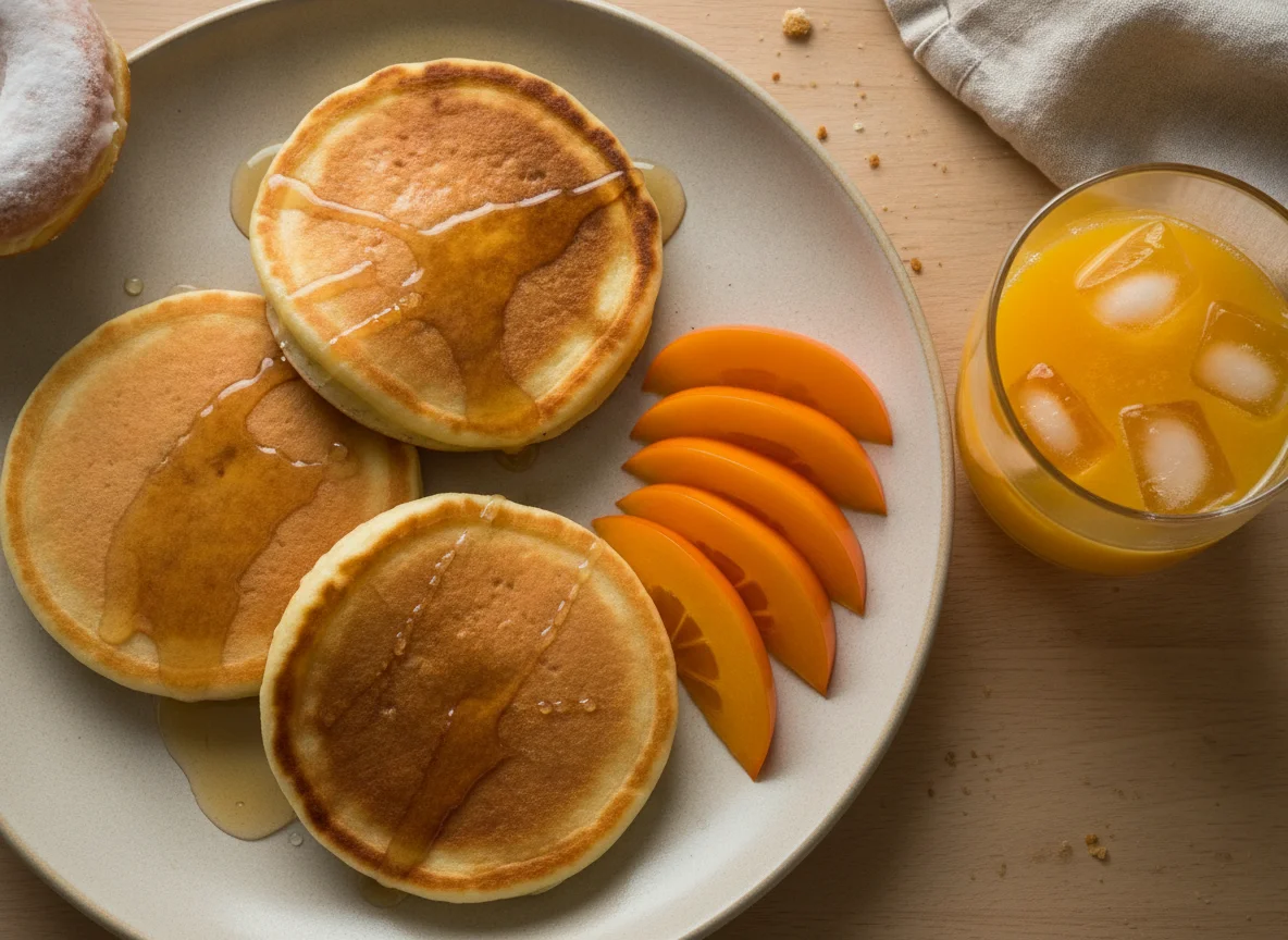 Desayuno con tortitas y fruta photo