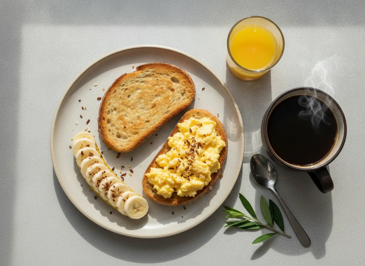 Desayuno con tostada y café photo