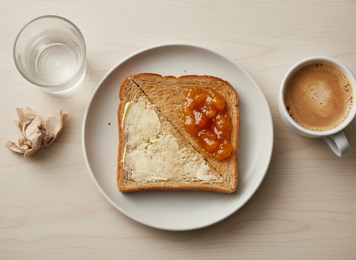 Desayuno con tostadas y café photo