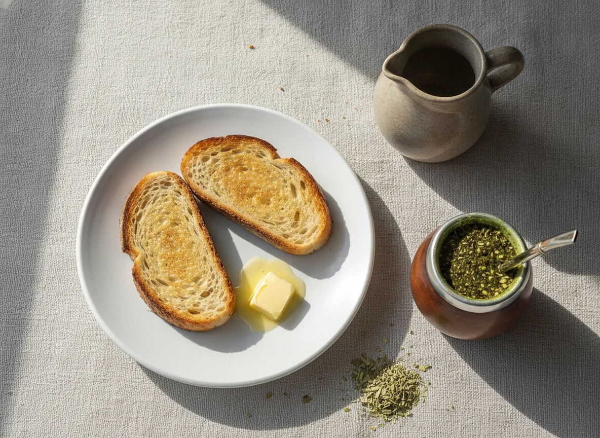 Desayuno con tostadas y mate photo