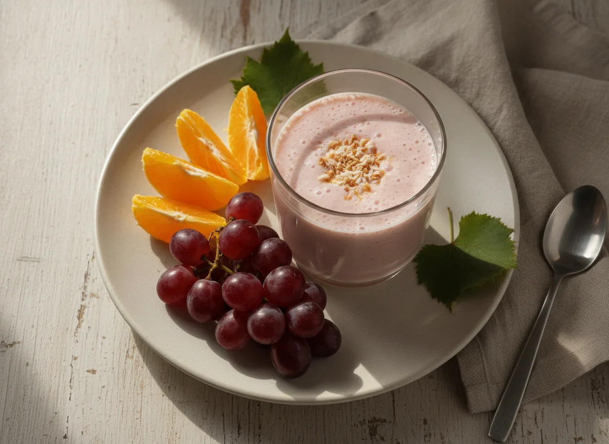 Desayuno de frutas y batido photo