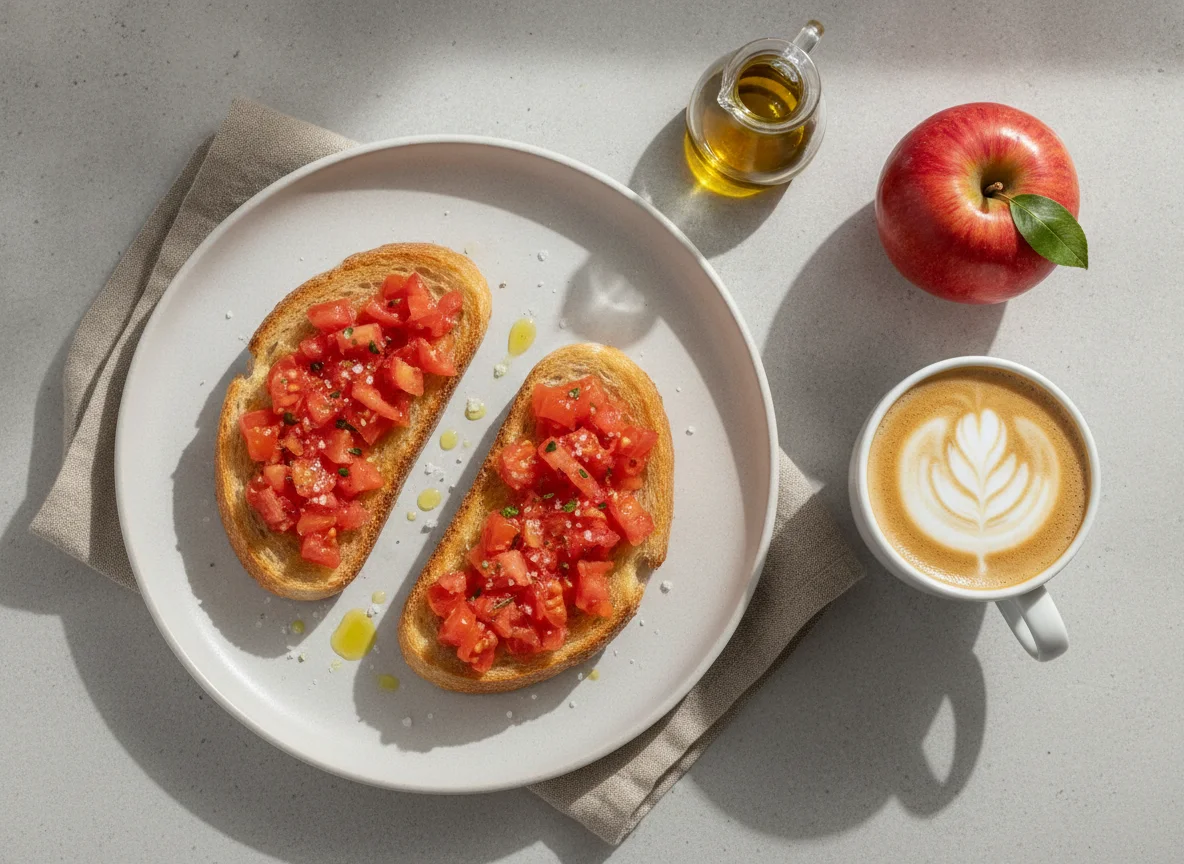 Desayuno español con tostadas y café photo