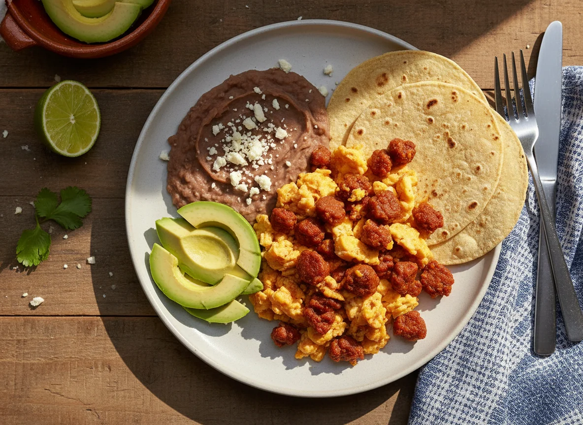 Desayuno Mexicano con Huevos Revueltos y Chorizo photo