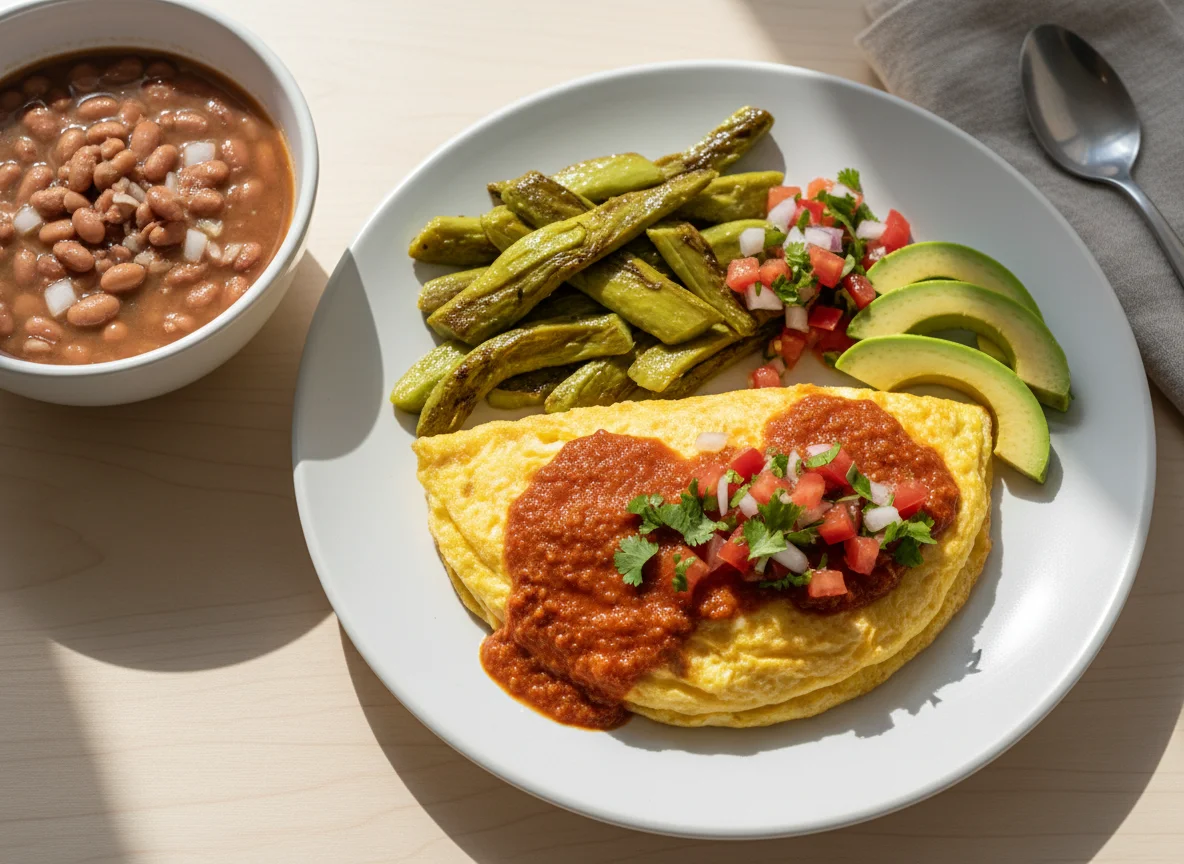 Desayuno Mexicano con Nopales y Frijoles photo