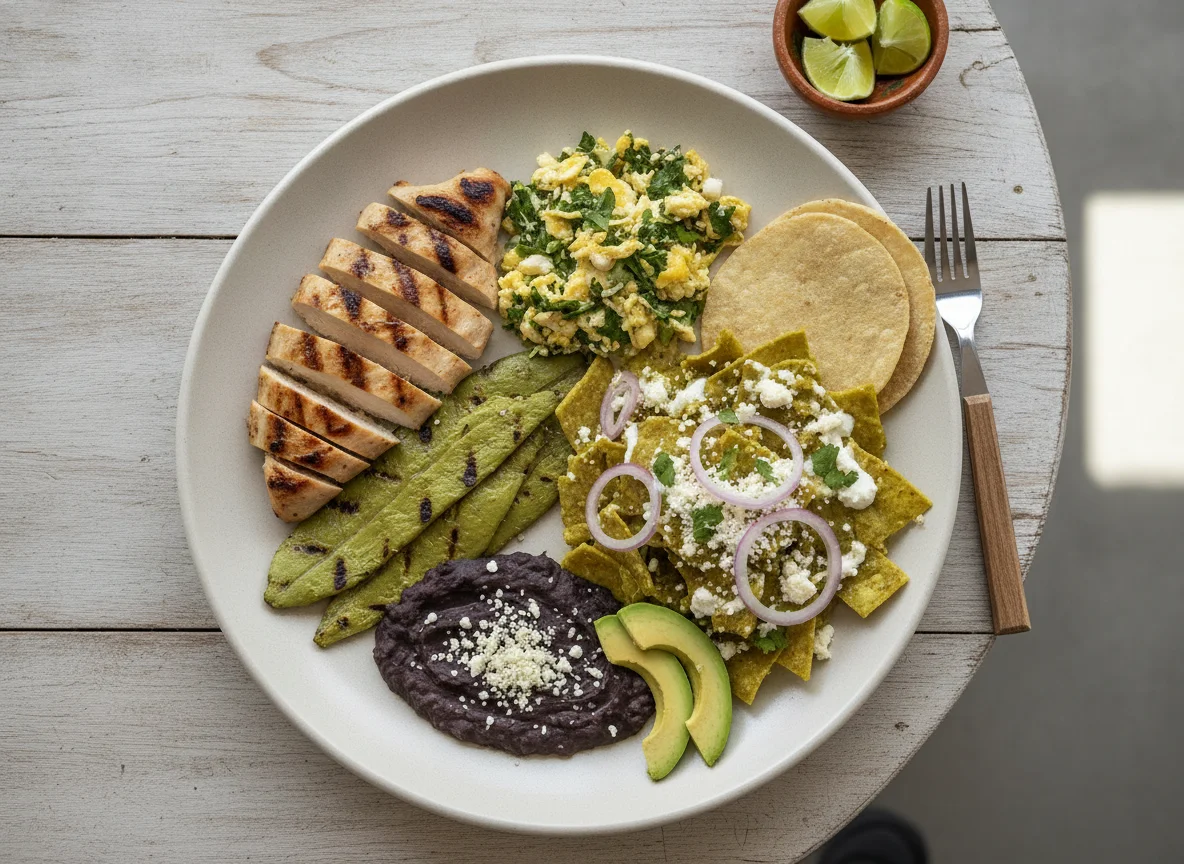 Desayuno Mexicano con Pechuga de Pollo, Nopales y Frijoles photo