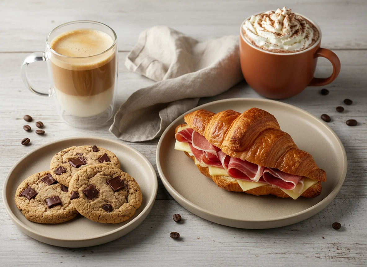 Desayuno o Merienda con Croissants y Galletas photo