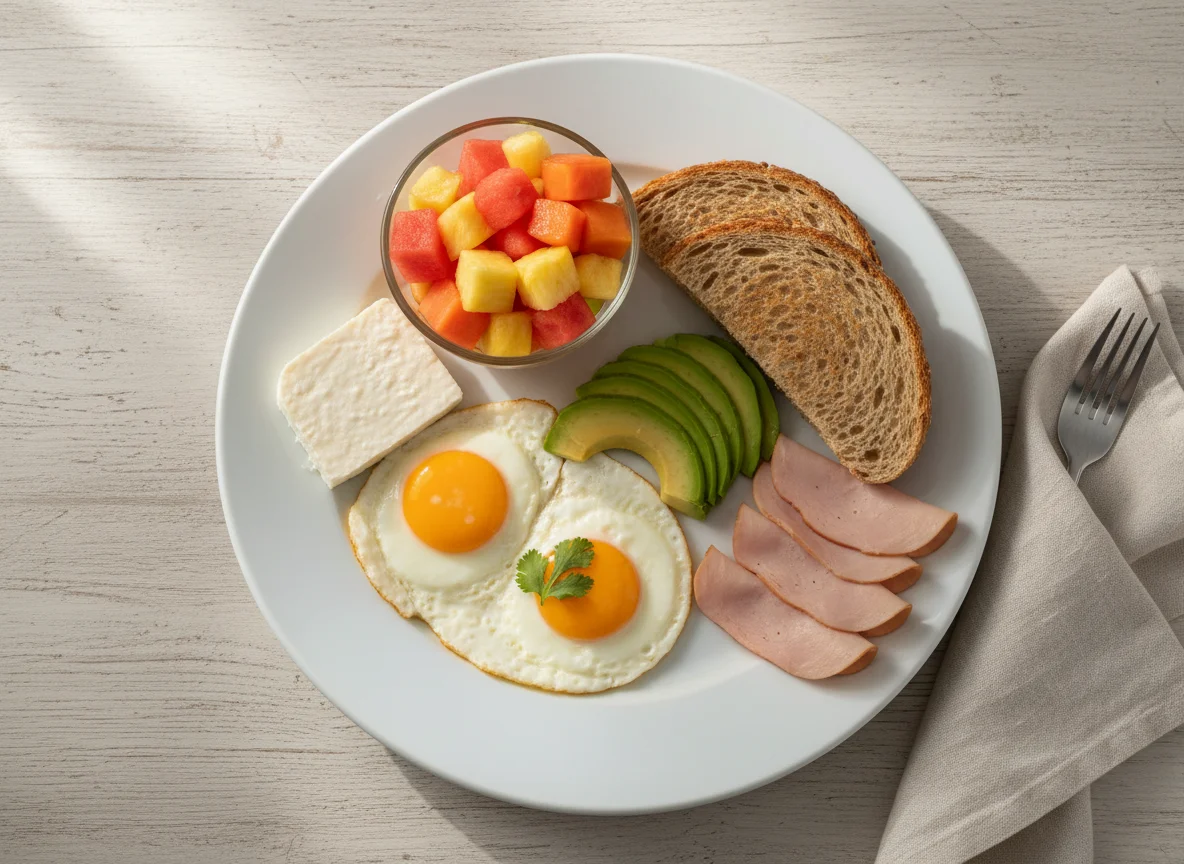 Desayuno típico salvadoreño con fruta photo