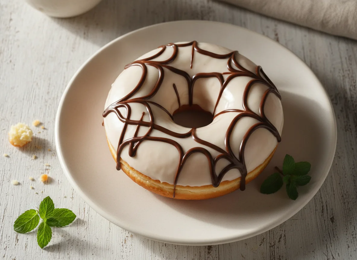 Dona con glaseado y chocolate photo