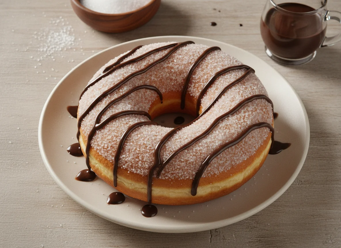 Dona glaseada con chocolate photo
