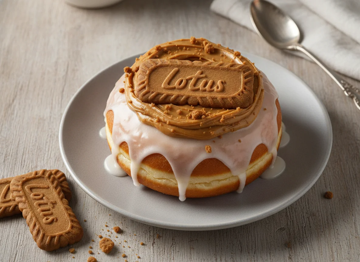 Dona glaseada con galleta Lotus photo
