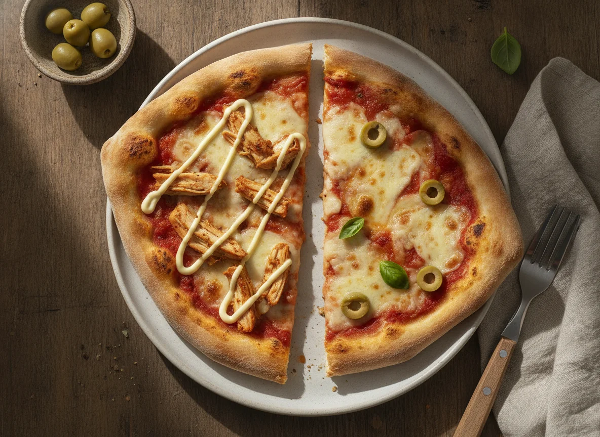 Dos porciones de pizza variada photo