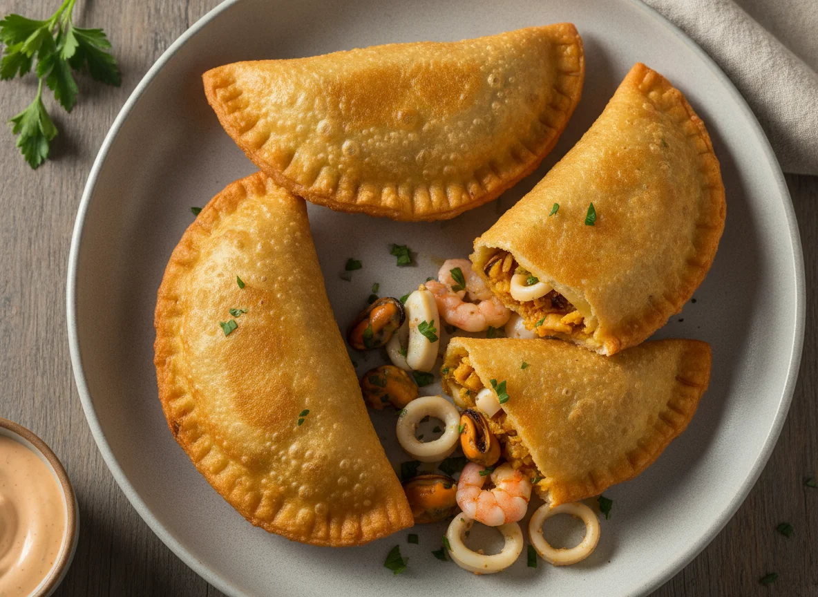 Empanada de mariscos frita photo