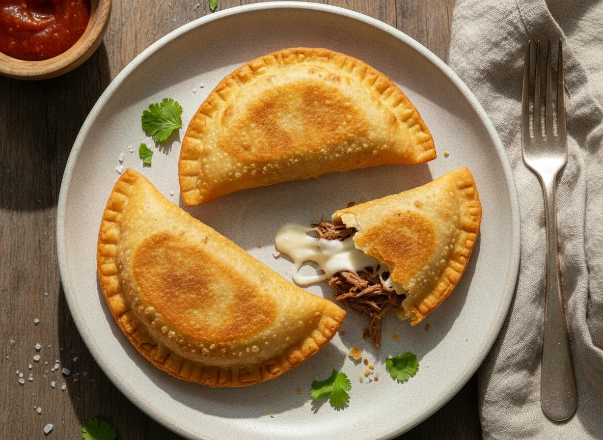 Empanada frita de queso y carne photo