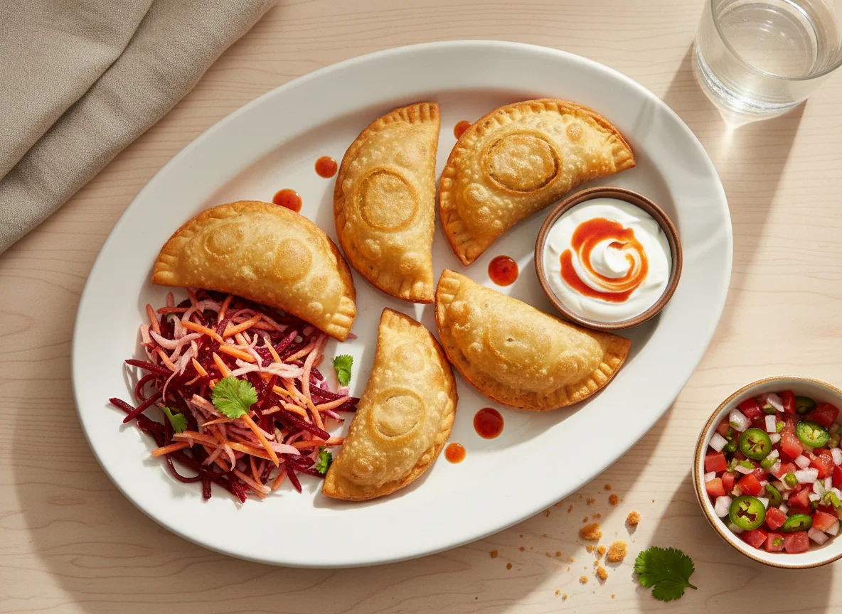 Empanadas con ensalada de betabel y zanahoria photo