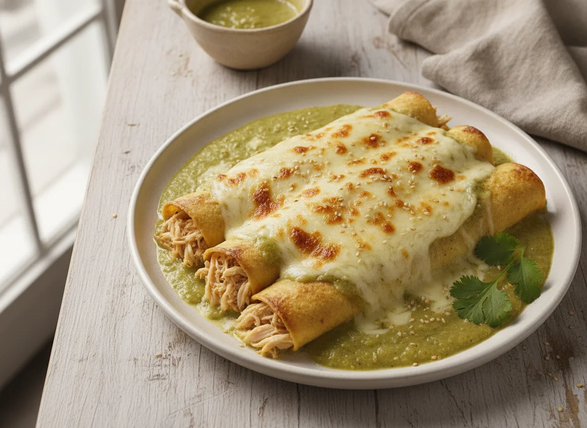 Enchilada suiza en salsa verde photo