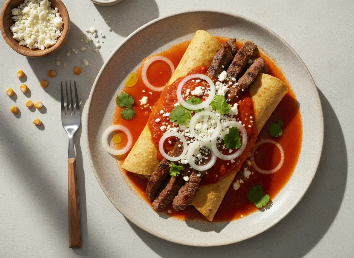 Enchiladas con bistec de res photo