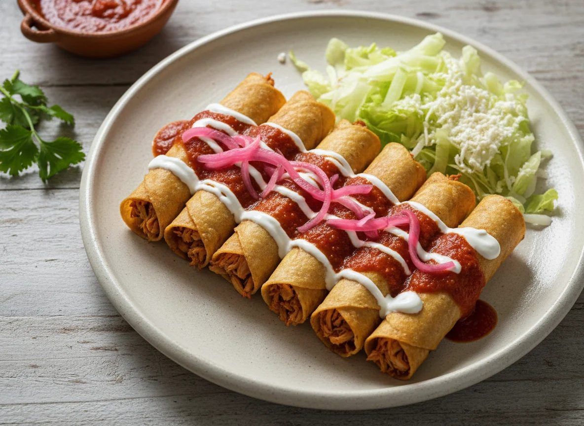 Enchiladas o Flautas con Guarnición photo