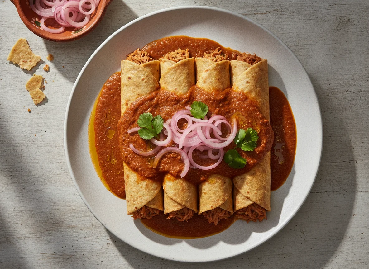 Enchiladas Rojas con Cochinita Pibil photo
