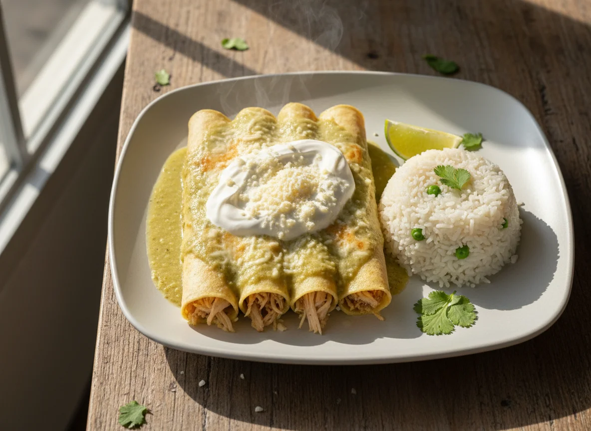 Enchiladas Suizas con Arroz photo