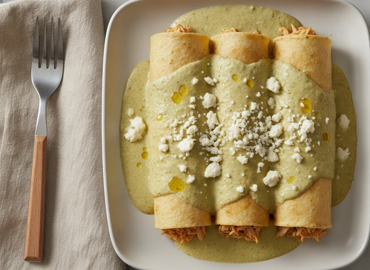 Enchiladas suizas con queso fresco photo