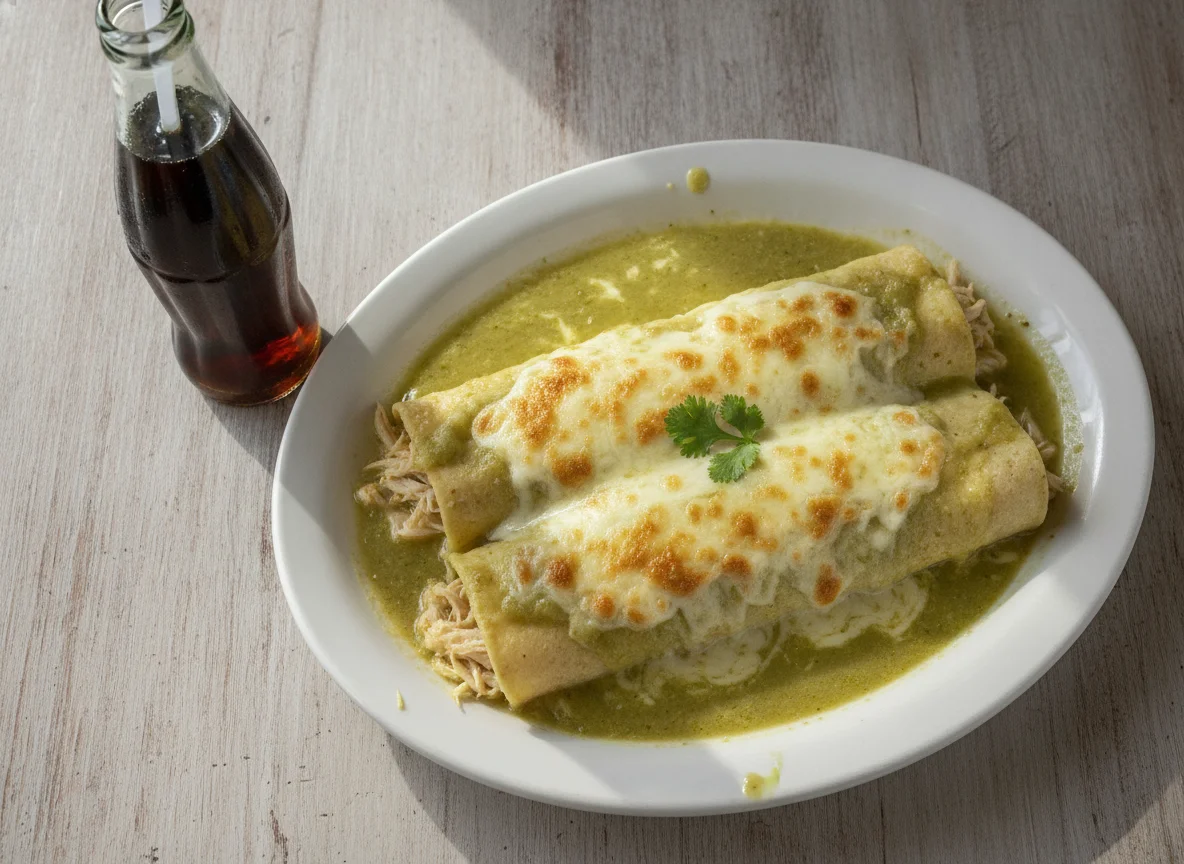 Enchiladas suizas con refresco de cola photo