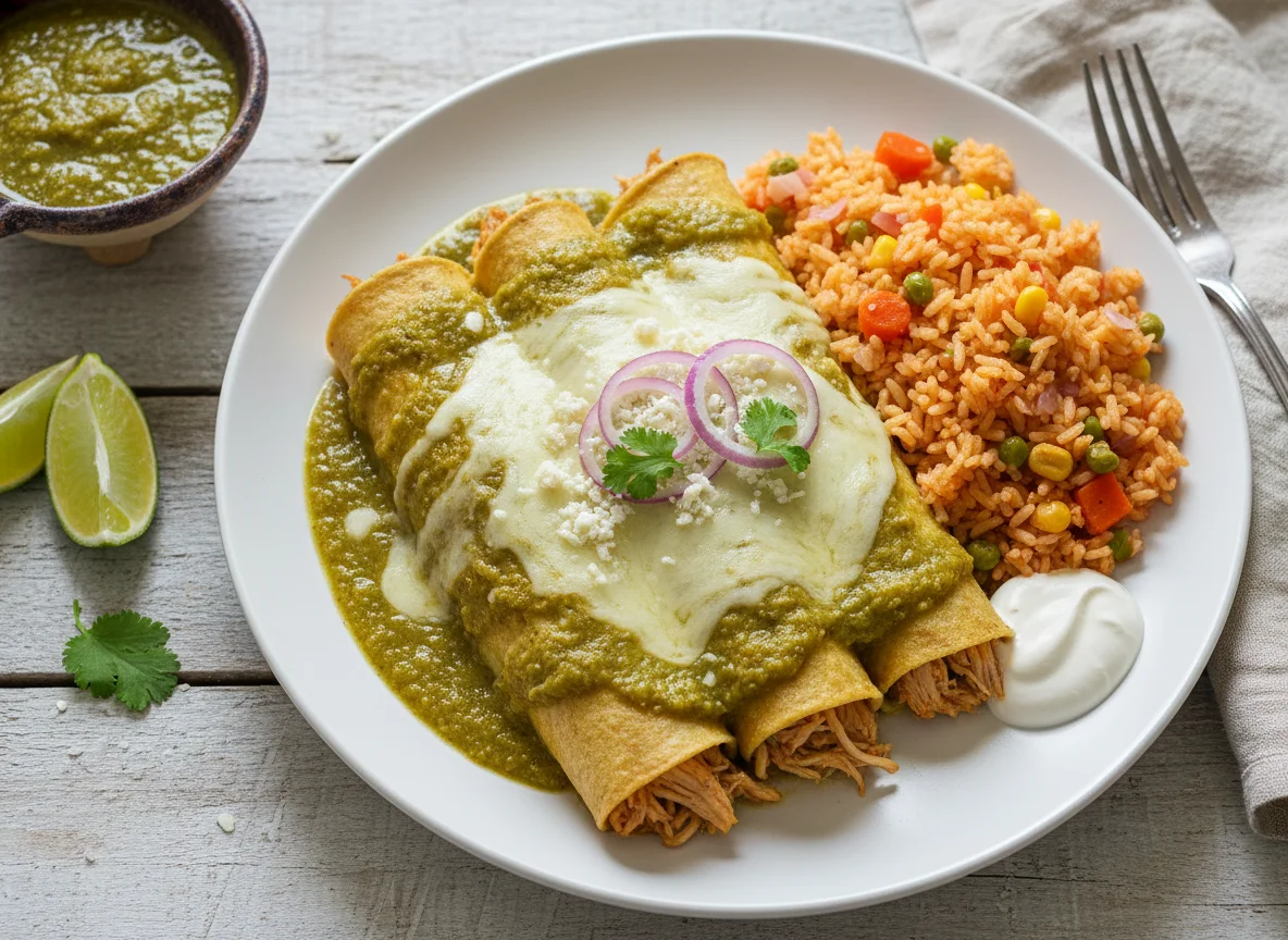 Enchiladas Verdes con Arroz photo